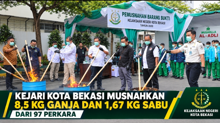 97 Perkara Inkrah, Kejari Kota Bekasi Musnahkan 8,5 Kg Ganja hingga 1,67 Kg Sabu